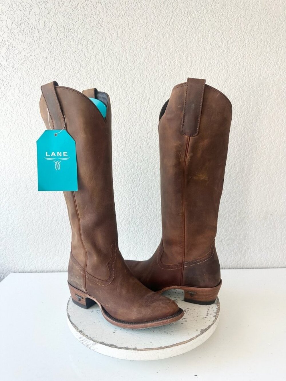 Lane PLAIN JANE Burnt Caramel Brown Womens Cowboy Boots Western Cowgirl Tall 6